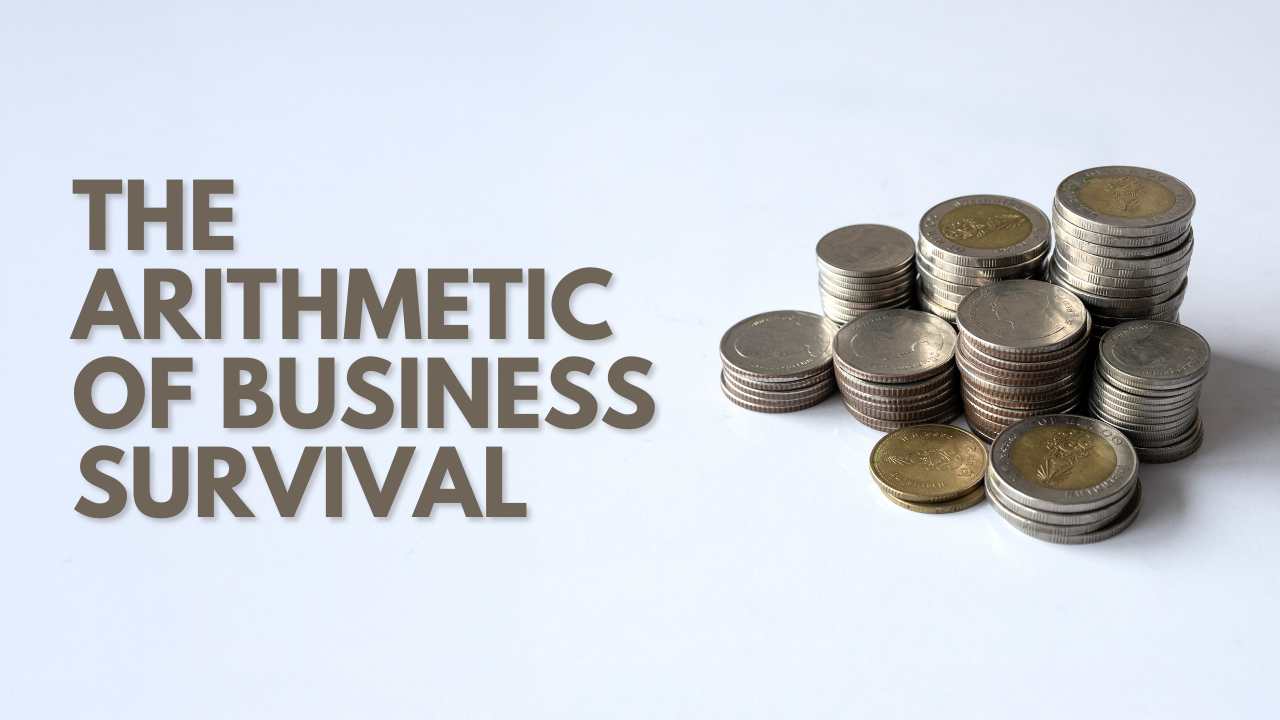 Image of piles of coins with the heading The Arithmetic of Business Survival